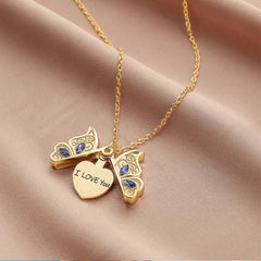 FREE Korean Vintage Purple Butterfly Gem Necklace