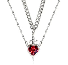 FREE New Heart And Sword Necklace Set In Gold And Silver