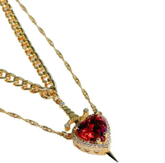 FREE New Heart And Sword Necklace Set In Gold And Silver